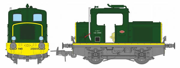 REE Modeles MB-078S - French Diesel Shunting Locomotive Class MOYSE 32 TDE, SNCF Green 306, Marchal light, Yellow line Er